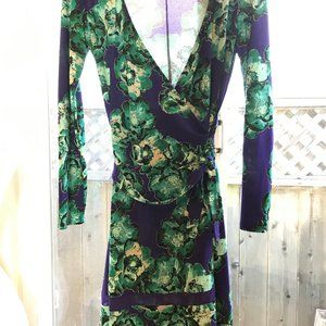 Vera Wang Purple and Green Flower Dress